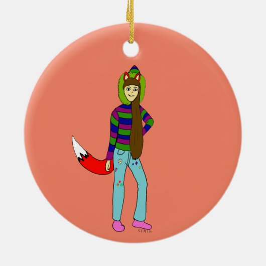 vossenmeisje keramisch ornament (Achterkant)