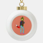 vossenmeisje keramische bal ornament (Voorkant)