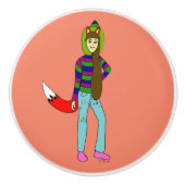 vossenmeisje keramische knop (Voorkant)