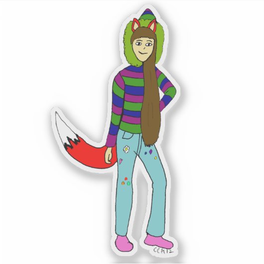 vossenmeisje sticker (Voorkant)