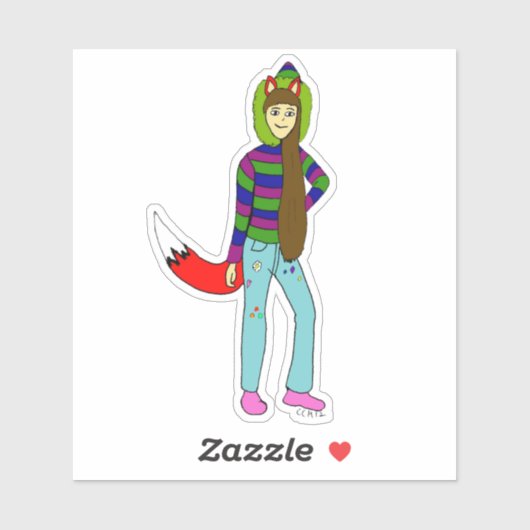 vossenmeisje sticker (Vel)