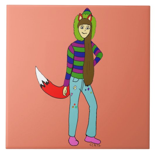 vossenmeisje tegeltje (Voorkant)