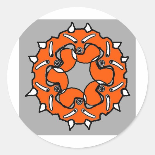 Vossenring tandwiel ronde sticker (Voorkant)