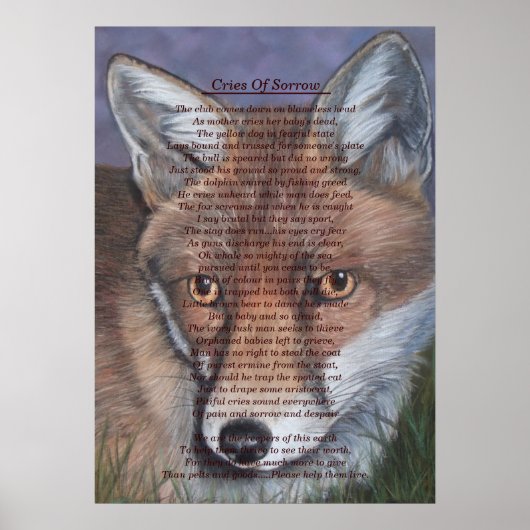 vossenschilderij met origineel wildparfumgedicht poster (Voorkant)