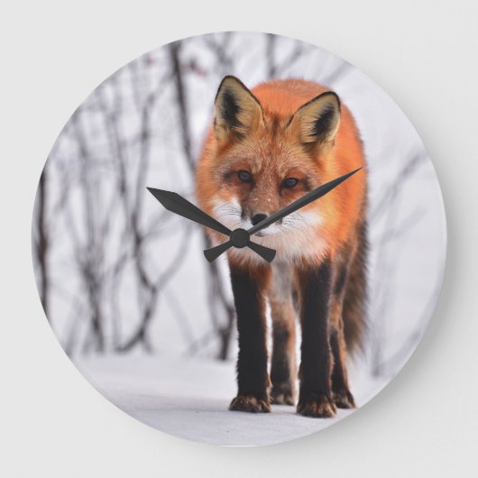 vossklok, fox wall klok, fox gift home decor grote klok (Voorkant)