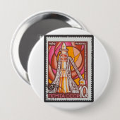 Vostok Spacecraft op Launchpad USSR Stamp 1969 Ronde Button 4,0 Cm (Voorkant /achterkant)