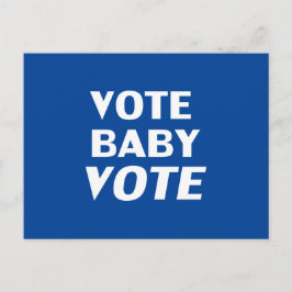 "Vote Baby Vote" blauw wit Briefkaart