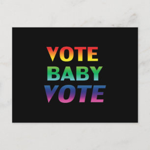 "Vote Baby Vote" pride lgbtq lgbt regenboog zwart Briefkaart