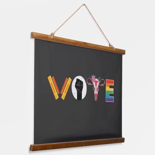 VOTE Books Uterus LGBT Support Hangend Wandkleed (Gebogen)