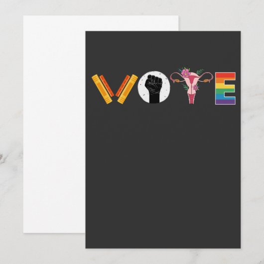 VOTE Books Uterus LGBT Support Kaart (Voorkant / Achterkant)