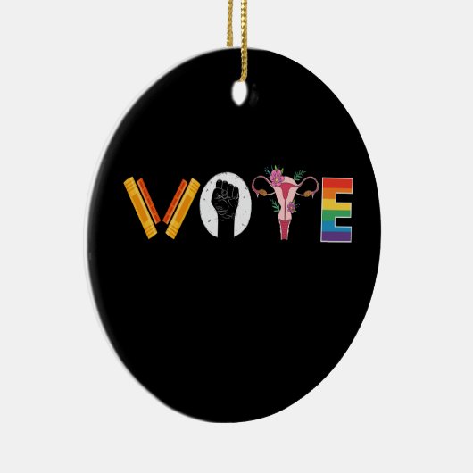 VOTE Books Uterus LGBT Support Keramisch Ornament (Rechts)