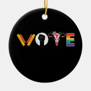 VOTE Books Uterus LGBT Support Keramisch Ornament