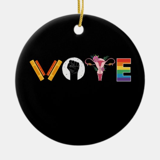 VOTE Books Uterus LGBT Support Keramisch Ornament (Voorkant)