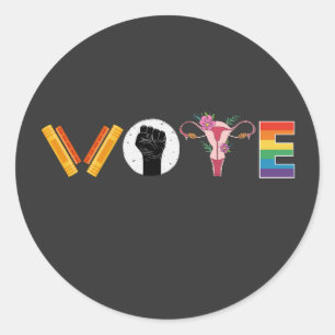 VOTE Books Uterus LGBT Support Ronde Sticker