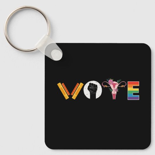 VOTE Books Uterus LGBT Support Sleutelhanger (Voorkant)