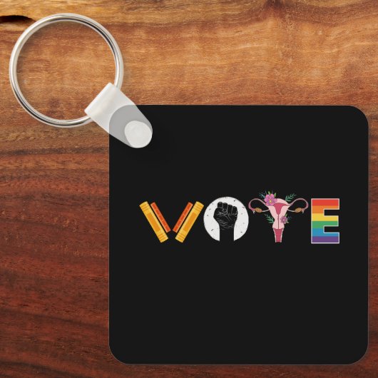 VOTE Books Uterus LGBT Support Sleutelhanger (Voorkant)