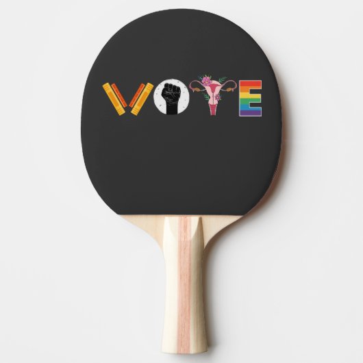 VOTE Books Uterus LGBT Support Tafeltennisbatje (Voorkant)