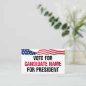 Vote For Candidate American Flag Patriotic QR Code Visitekaartje (Staand voorkant)