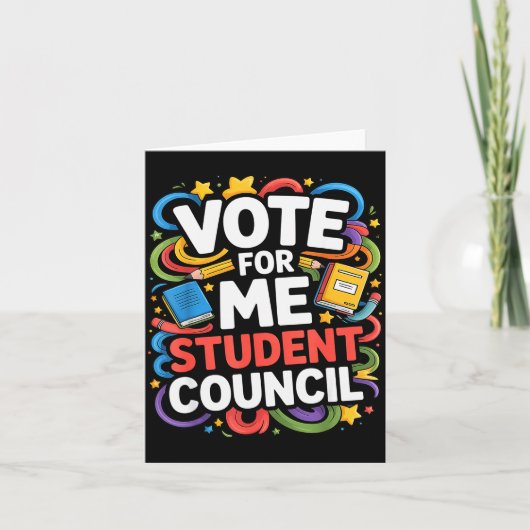 Vote For Me Student Council Great Vibes School Ele Kaart (Voorkant)