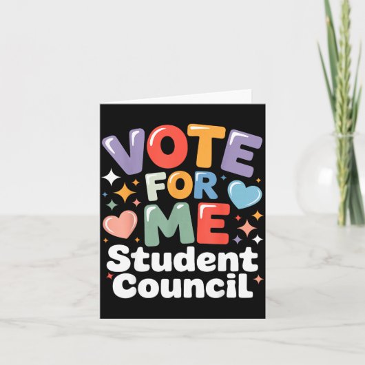 Vote For Me Student Council Vibes School Election  Kaart (Voorkant)