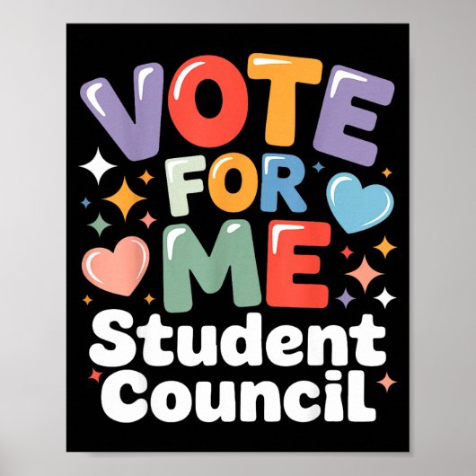 Vote For Me Student Council Vibes School Election  Poster (Voorkant)