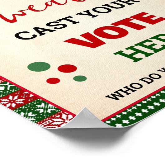 Vote for Ugliest Christmas Sweater Sign Poster (Hoek)