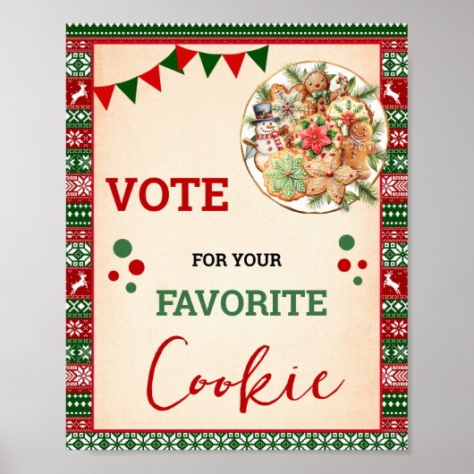 Vote for Your Favorite Cookies Christmas Sign Poster (Voorkant)