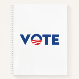 Vote hope red white and blue typography democrat notitieboek