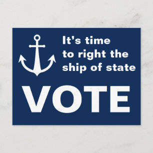 Vote It's time to right the ship Anchor Blue Briefkaart