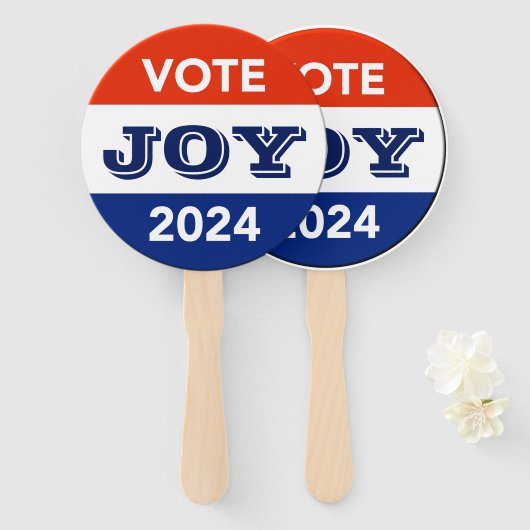 Vote Joy 2024 Harris Walz Handwaaier (Voorkant en achterkant)