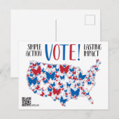 Vote! Lasting Impact, Red White Blue Butterflies  Briefkaart (Voorkant / Achterkant)