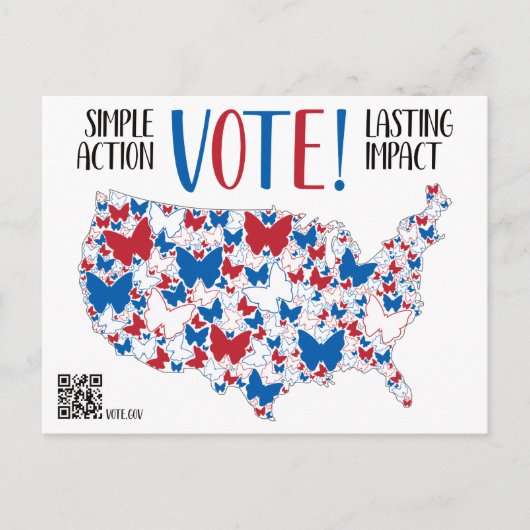 Vote! Lasting Impact, Red White Blue Butterflies  Briefkaart (Voorkant)