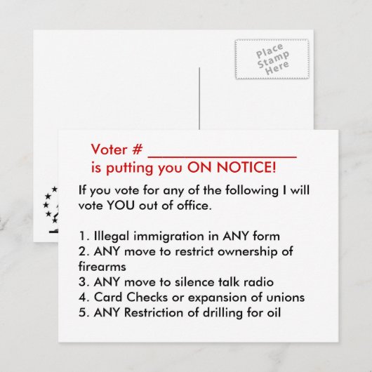 Voter Pledge Briefkaart (Voorkant / Achterkant)