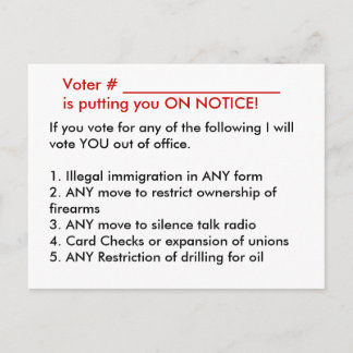 Voter Pledge Briefkaart