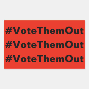 #VoteThemOut witte tekst op rood politiek Rechthoekige Sticker