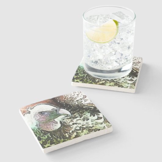 VOUDIGE VULTUUR STENEN ONDERZETTER (Zijkant)