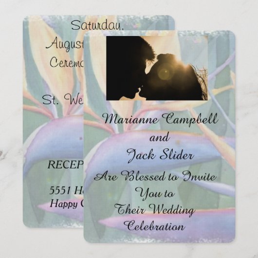 VOUDIGE WEDDINVITATIE KAART (Voorkant / Achterkant)