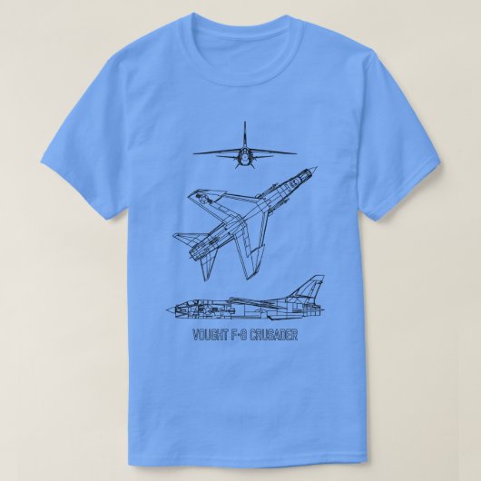 Vought F8 Crusader Amerikaanse Jet Plane Blauwdruk T-shirt (Design voorkant)