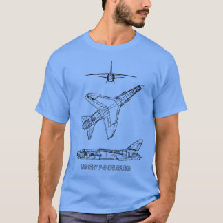 Vought F8 Crusader Amerikaanse Jet Plane Blauwdruk T-shirt