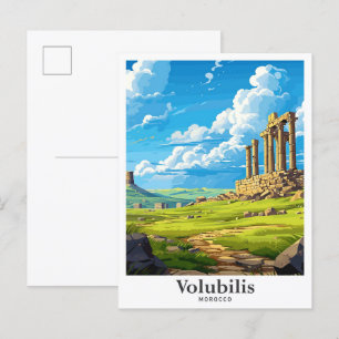 Voulubilis Marokko Art Vintage Travel Illustratie Briefkaart