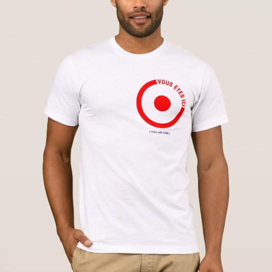 VOUS ETES ICI Rode concentrische cirkels man Shirt (Voorkant)