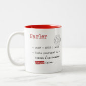 Vous parlez wouf? tweekleurige koffiemok (Links)