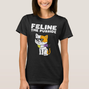 Vouw de Purride Cat Lgbtq niet-Binaire vlag Gende T-shirt