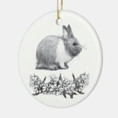 Vouw het konijn af. Monochrome zwart potlood Keramisch Ornament (Links)