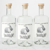 Vouw het konijn af. Monochrome zwart potlood Likeurfles Etiket (Flessen)