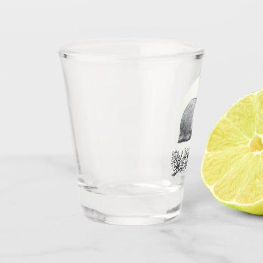 Vouw het konijn af. Monochrome zwart potlood Shot Glas (Links)