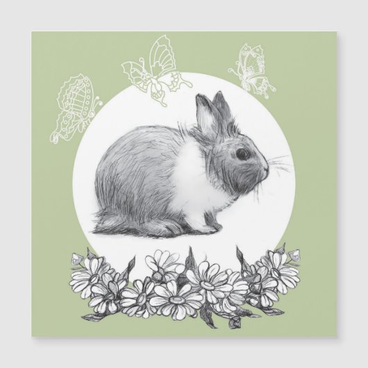 Vouw het konijn af. Potlood tekening (Voorkant)