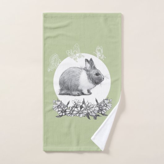 Vouw het konijn af. Potlood tekening Bad Handdoek (Handdoek)