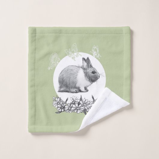 Vouw het konijn af. Potlood tekening Bad Handdoek (Wasdoekje)