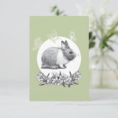Vouw het konijn af. Potlood tekening Bedankkaart (Staand voorkant)